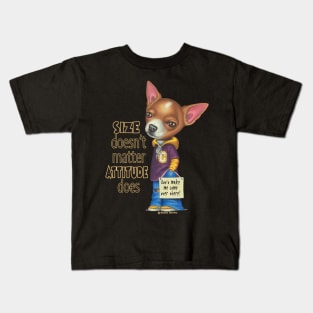 Cute Chihuahua Dog Posing with attitude on Chihuahua wearing Hoodie and Jeans Kids T-Shirt